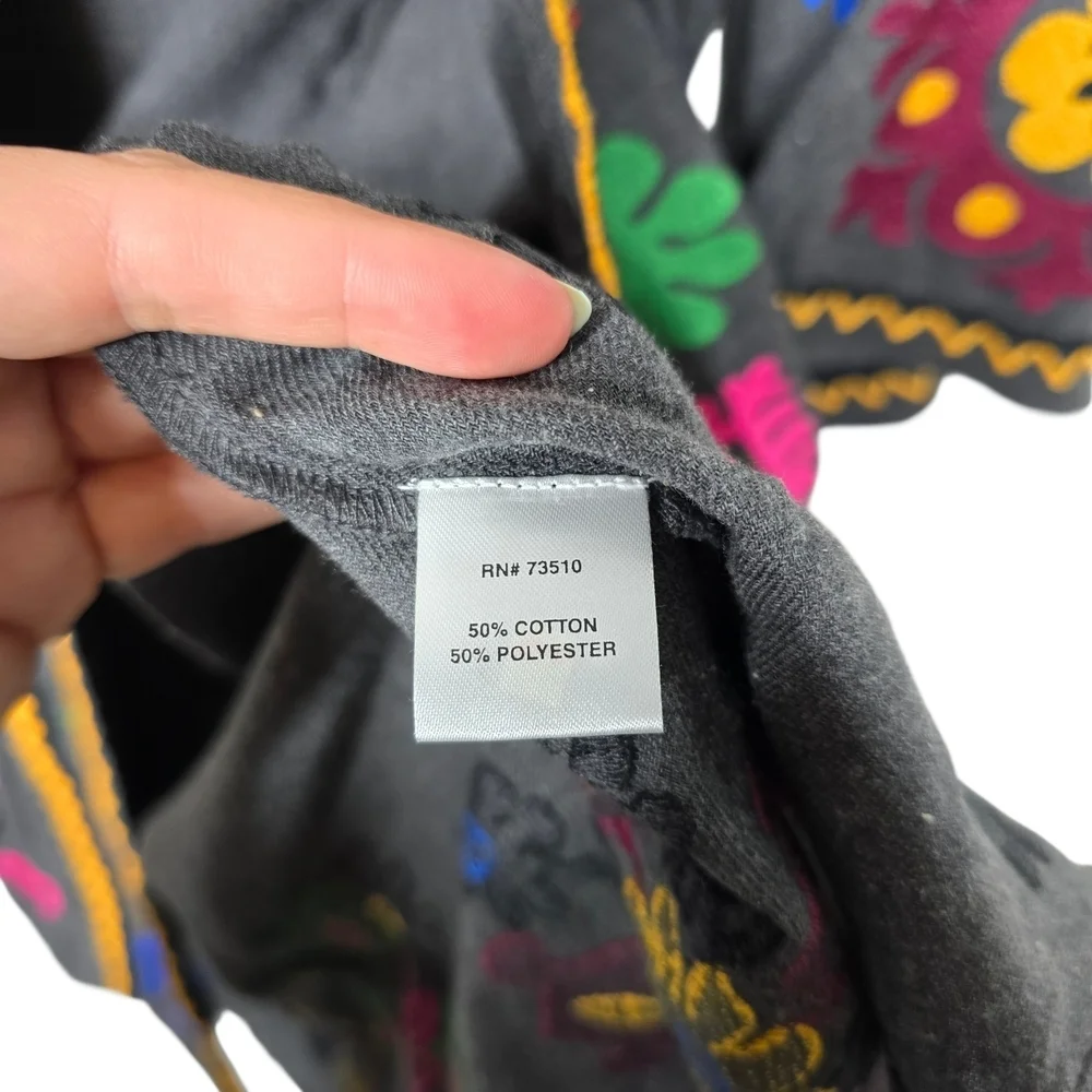 Ivy Jane Black Kimono with Colorful Embroidery